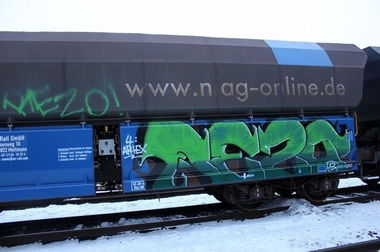 Graffiti Train in Germany - Photo by iPuke - hmb, qws, duisburg