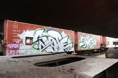 Graffiti Train in Germany - Photo by iPuke - hmb, qws, duisburg