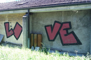 Graffiti Bombing in Flüelen - Photo by ion - love (2012)