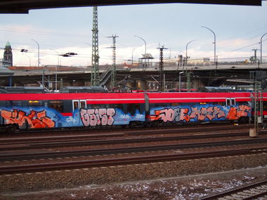 Graffiti Train in Dresden - Photo by jeffrail - Avlis, Geist, Jose (2015)