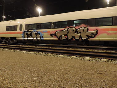 Graffiti Train in Dresden - Photo by jeffrail - TRK, FDN (2015)