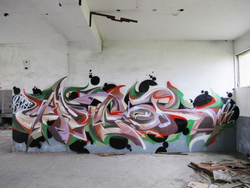 Graffiti Wall in Detroit - Photo by justmy2cents - Augor, MSK (2012)