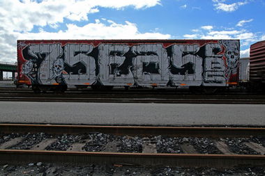 Graffiti Train in Carson - Photo by justmy2cents - 7SEAS, CBS, freight (2010)