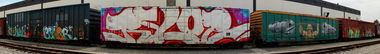 Graffiti Train in Sanger - Photo by justmy2cents - FORGE, EYESR, RYOE (2011)