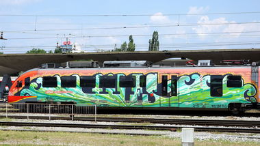 Graffiti Train in Ljubljana - Photo by kami68k - ljubljana, train, wholecar (2017)