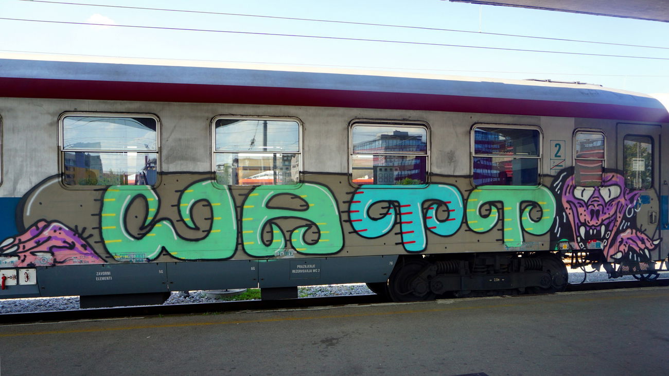Graffiti Train in Ljubljana - Photo by kami68k - watt, train, panel (2017)