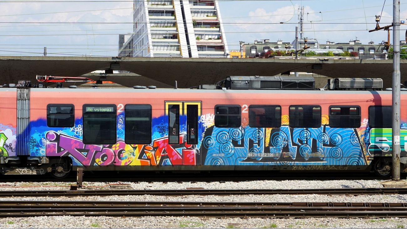 Graffiti Train in Ljubljana - Photo by kami68k - ljubljana, train, panels (2017)