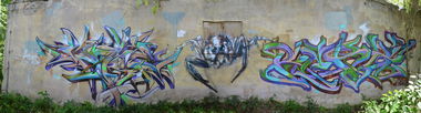 Graffiti Wall in Karlsruhe - Photo by kdscrew - Core, Wuam, Rekz (2015)
