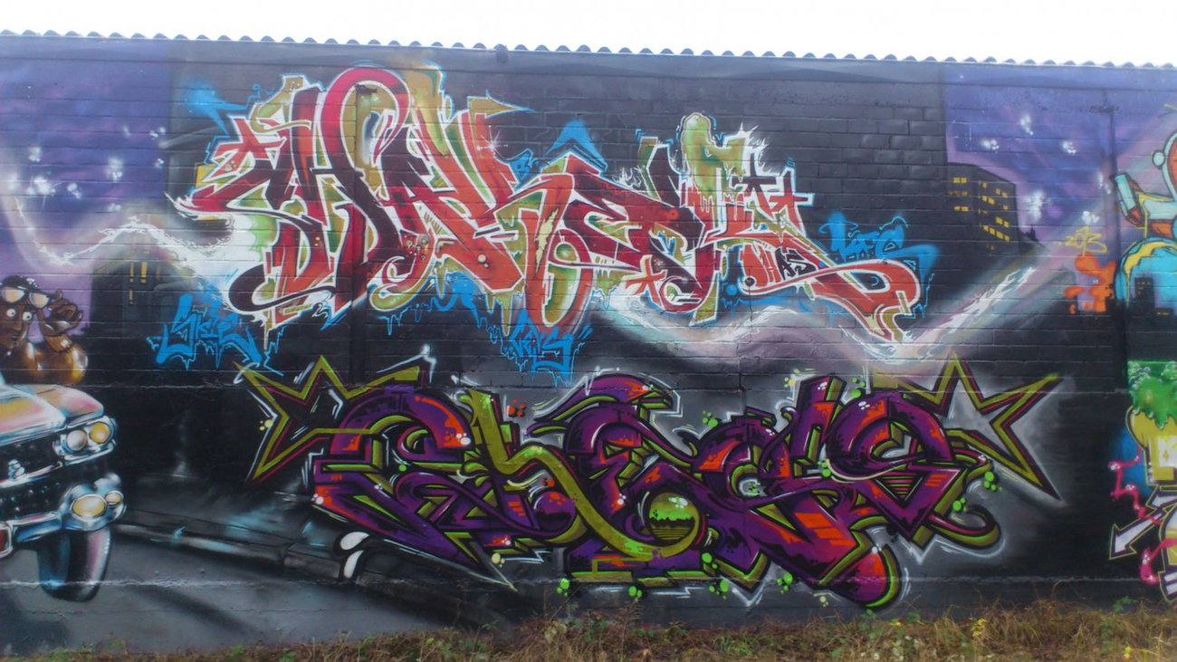 Graffiti Wall - Photo by kieltaggsatnight - Shaka, KFC, OHA (2013)