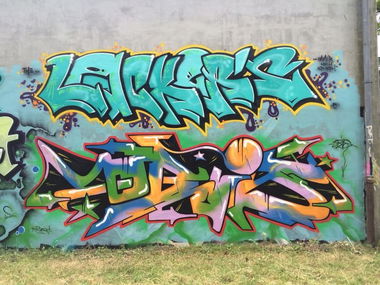 Graffiti Wall - Photo by kieltaggsatnight - LACKERS, OBIS, LS (2014)