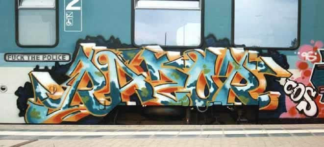 Graffiti Train in Kiel - Photo by king - razor, police