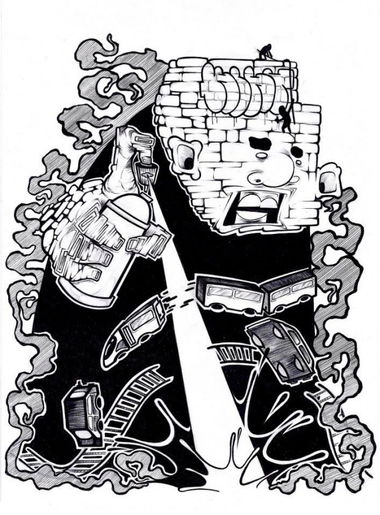 Graffiti Sketch in Milano - Photo by kintafa - black, and, white (2013)