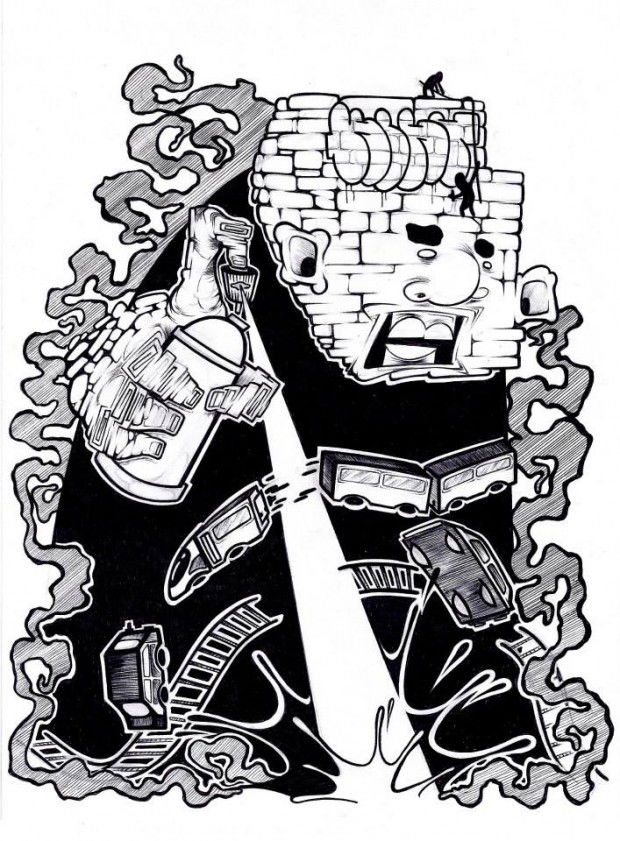 Graffiti Sketch in Milano - Photo by kintafa - black, and, white (2013)