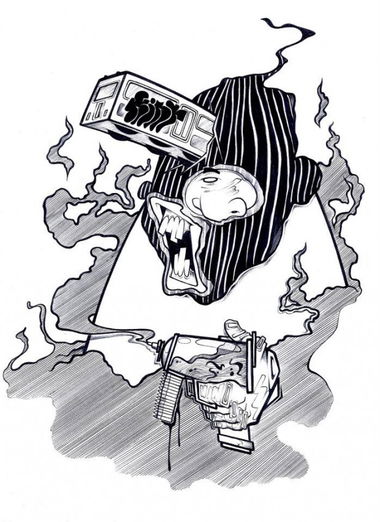 Graffiti Sketch in Milano - Photo by kintafa - black, and, white (2013)