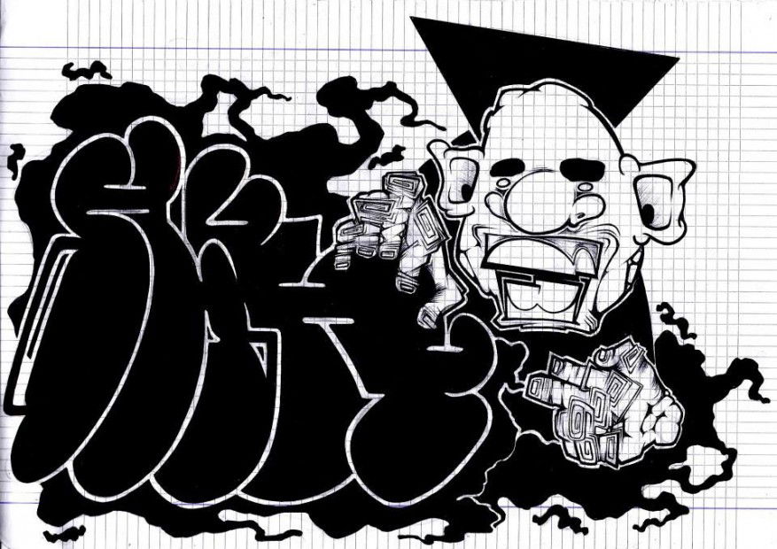 Graffiti Sketch in Milano - Photo by kintafa - black, and, white (2013)