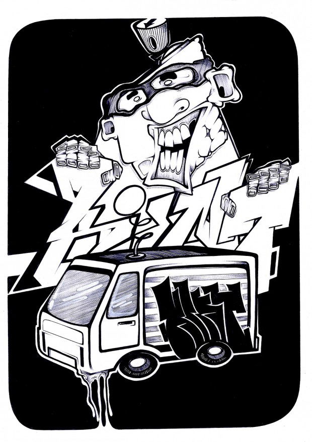 Graffiti Sketch in Milano - Photo by kintafa - kint, black, and (2013)