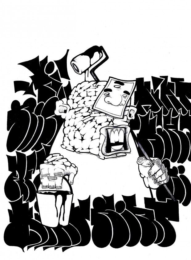 Graffiti Sketch in Milano - Photo by kintafa - kint, black, and (2013)