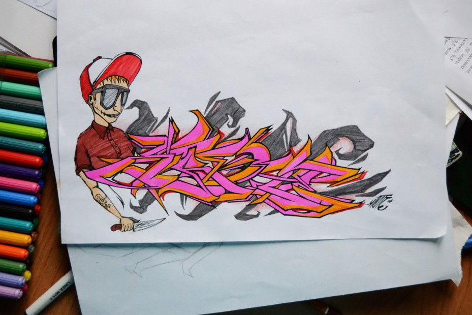 Graffiti Sketch in Penza - Photo by kr0t (2013)
