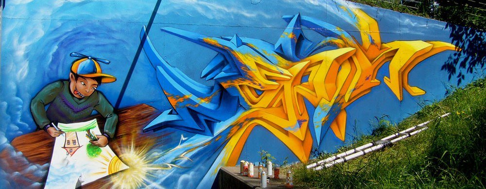 Graffiti Wall in Bezirk Frauenfeld - Photo by ksen - ksen, nesk, 3d (2010)