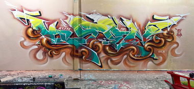 Graffiti Wall in Zürich - Photo by ksen - wavy, usb, 3d (2017)