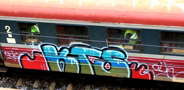 Graffiti Train in Poznań - Photo by ktsOikBats1 - Kts, oik, bats
