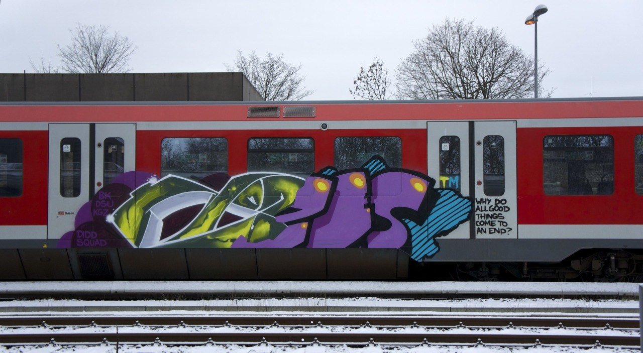 Graffiti Train in Hamburg - Photo by linseneintopf - Taps, Moses, Topsprayer