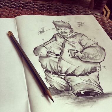 Graffiti Sketch in Misrata - Photo by lion_samii - fat, man, character (2013)