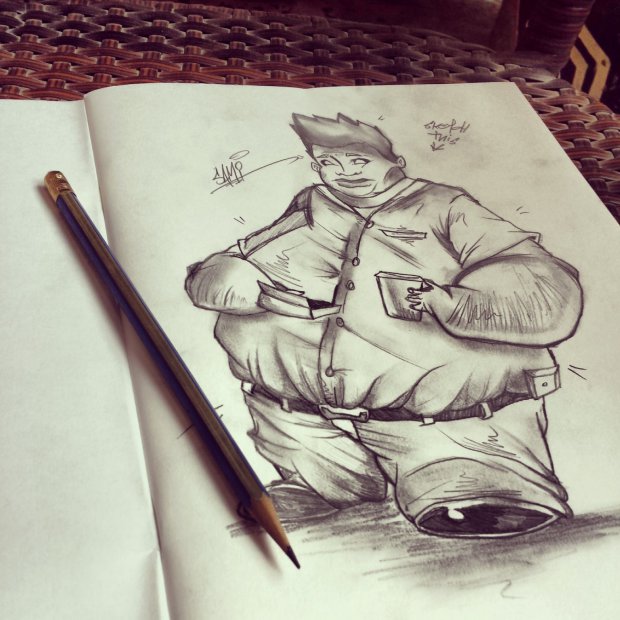 Graffiti Sketch in Misrata - Photo by lion_samii - fat, man, character (2013)