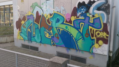 Graffiti Bombing in Mainz - Photo by madmax - nert, obk (2014)
