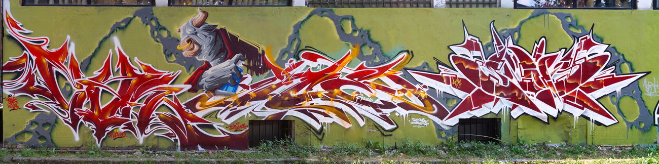 Graffiti Wall in ?ywiec - Photo by malik - ospa, madkids, 307 (2013)