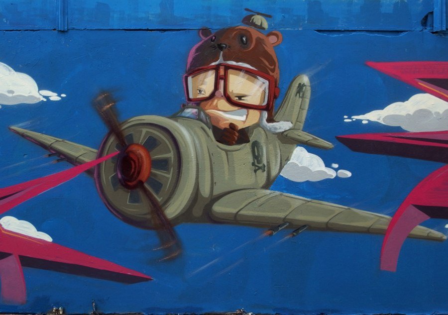 Graffiti Wall in Katowice - Photo by malik - plane, graffunk, malik (2015)