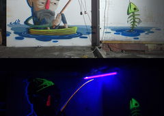 Graffiti Street Art - Photo by malik - neon, fisherman, malik (2015)
