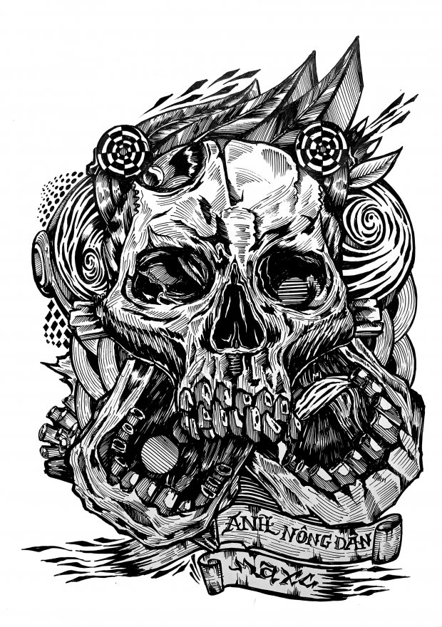 Graffiti Sketch - Photo by maxcao - Skull, maxc (2014)