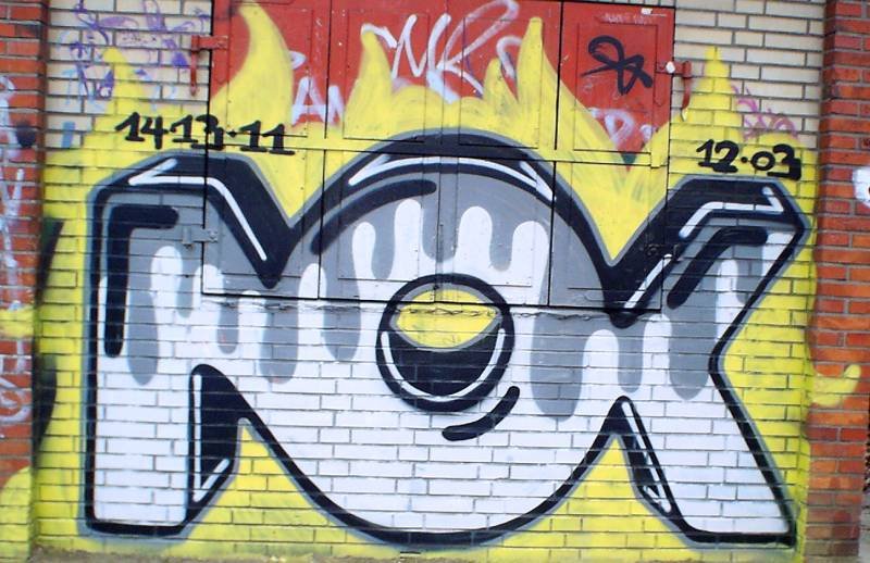 Graffiti Wall in Hamburg - Photo by moschek - nmk, neun, x (2003)