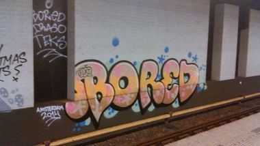 Graffiti Bombing in Amsterdam - Photo by moschek - bored (2014)
