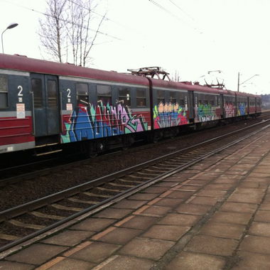 Graffiti Train in Parzno - Photo by nike1984 - Monar, Folk, Mof (2014)