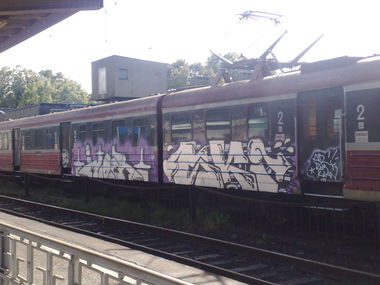 Graffiti Train in Gogolewko, Pomeranian Voivodeship - Photo by nike1984 - Mioer (2014)