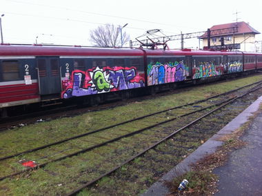 Graffiti Train in Bia?ków Górny - Photo by nike1984 - Lame, Roma, Monar (2014)