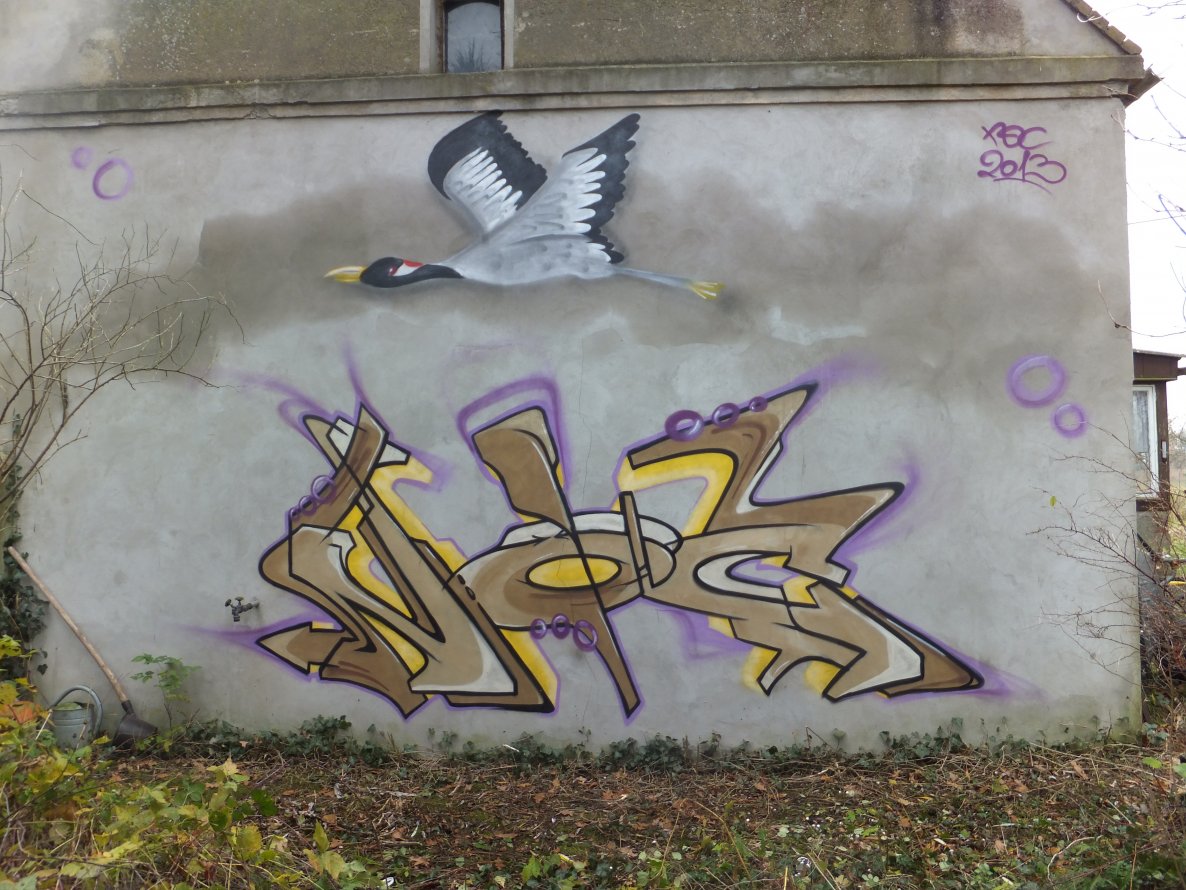 Graffiti Wall in Letschin - Photo by noc - noc, bird, kranich (2013)