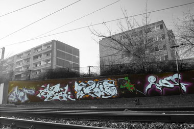 Graffiti Wall in Frankfurt oder johann eichhorn strasse - Photo by noc - happynewyear, lackaffen, lka (2015)