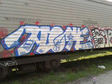 Graffiti Train in Simferopol - Photo by note - freight, train, note