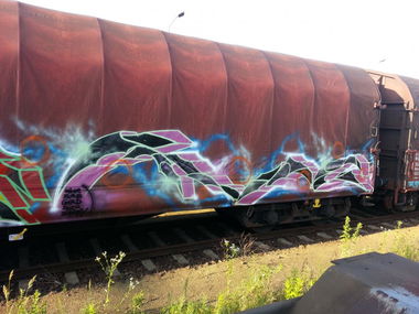 Graffiti Train in Dresden - Photo by obscene1312 - TRK, OSF, CFF (2013)
