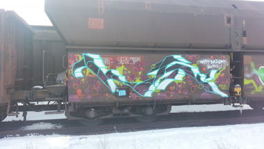 Graffiti Train in Dresden - Photo by obscene1312 - TRK, OSF, CFF