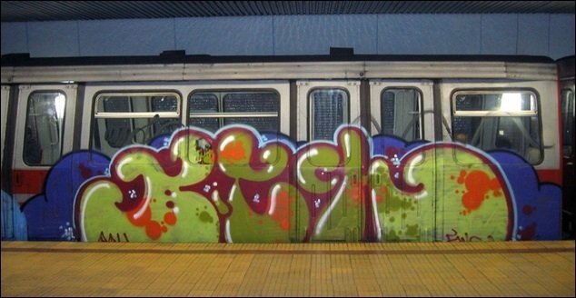 Graffiti Train in Bucharest - Photo by ohhgoodstuff