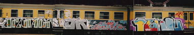 Graffiti Train in Katowice - Photo by ohhgoodstuff - dizgrafix, jk, kil