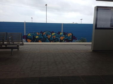 Graffiti Bombing in Linz - Photo by okeey - Geist, Line, Linz (2014)