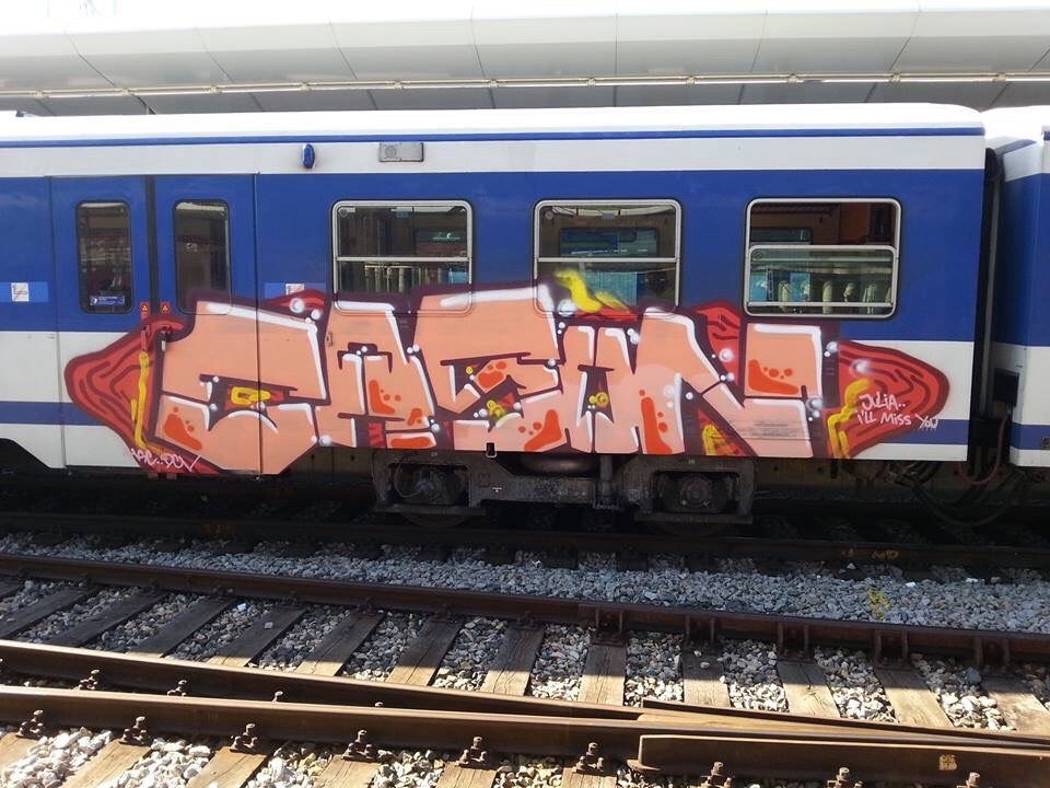 Graffiti Train in Wien - Photo by okeey - Cason, Trainbombing, Wien (2014)
