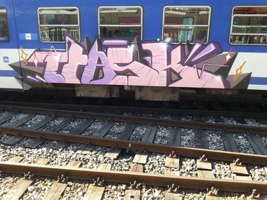 Graffiti Train in Wien - Photo by okeey - Tosk, Trainbombing, Wien (2014)