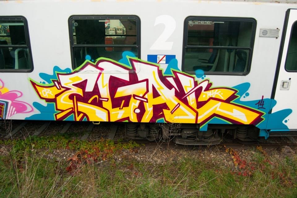 Graffiti Train in Wien - Photo by okeey - Egal