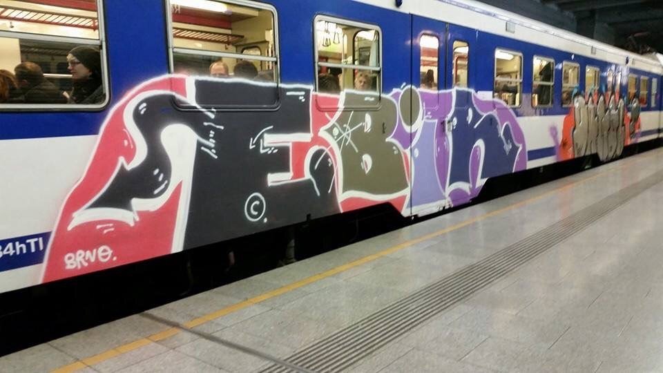Graffiti Train in Wien - Photo by okeey - Ebir, Train, Trainbombing (2014)